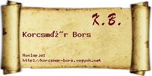 Korcsmár Bors névjegykártya